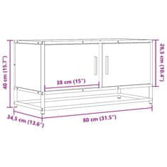 Vidaxl TV skříňka hnědý dub 80 x 34,5 x 40 cm kompozitní dřevo a kov