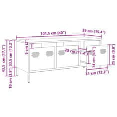 Vidaxl TV skříňka bílá 101,5 x 39 x 43,5 cm ocel válcovaná za studena