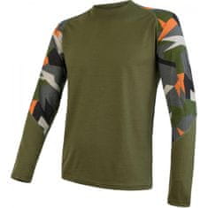 Sensor Triko Merino Impress - pánské, dlouhý, zelená safari-camo - Velikost XL