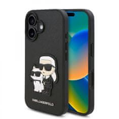 Karl Lagerfeld Zadní kryt PU Saffiano Karl and Choupette pro iPhone 16 Plus Black