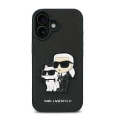 Karl Lagerfeld Zadní kryt PU Saffiano Karl and Choupette pro iPhone 16 Plus Black