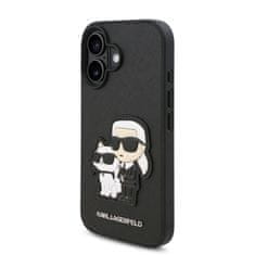 Karl Lagerfeld Zadní kryt PU Saffiano Karl and Choupette pro iPhone 16 Plus Black