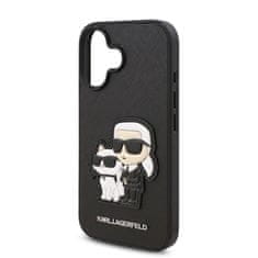 Karl Lagerfeld Zadní kryt PU Saffiano Karl and Choupette pro iPhone 16 Plus Black