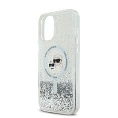 Karl Lagerfeld Zadní kryt Liquid Glitter Karl and Choupette Heads MagSafe pro iPhone 16 Transparent