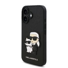 Karl Lagerfeld Zadní kryt PU Saffiano Karl and Choupette pro iPhone 16 Black