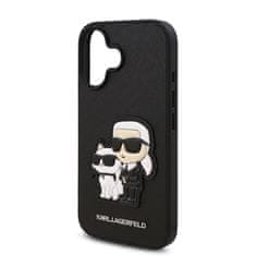 Karl Lagerfeld Zadní kryt PU Saffiano Karl and Choupette pro iPhone 16 Black