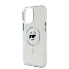 Karl Lagerfeld Zadní kryt IML Choupette Head Metal Frame MagSafe pro iPhone 16 Pro Transparent