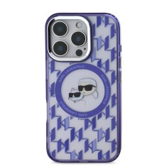 Karl Lagerfeld Zadní kryt IML Monogram K&amp;CH Heads MagSafe pro iPhone 16 Pro Purple