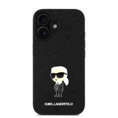 Karl Lagerfeld Zadní kryt Fixed Glitter Metal Ikonik pro iPhone 16 Black