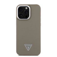 Guess Zadní kryt PU Grained Triangle Logo pro iPhone 16 Pro Brown