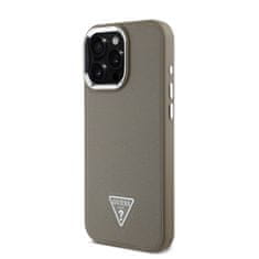 Guess Zadní kryt PU Grained Triangle Logo pro iPhone 16 Pro Brown