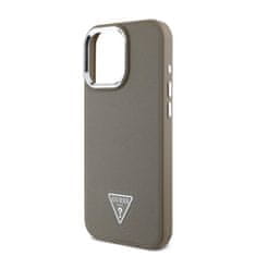 Guess Zadní kryt PU Grained Triangle Logo pro iPhone 16 Pro Brown