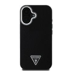 Guess Zadní kryt PU Grained Triangle Logo pro iPhone 16 Black