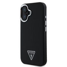 Guess Zadní kryt PU Grained Triangle Logo pro iPhone 16 Black