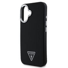 Guess Zadní kryt PU Grained Triangle Logo pro iPhone 16 Black