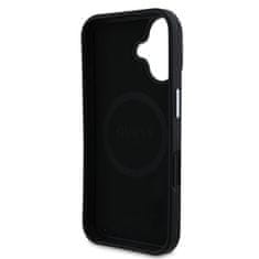 Guess Zadní kryt PU Grained Triangle Logo pro iPhone 16 Black