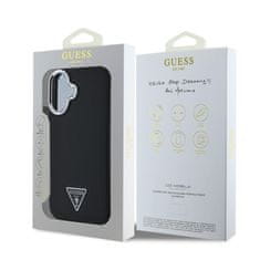 Guess Zadní kryt PU Grained Triangle Logo pro iPhone 16 Black