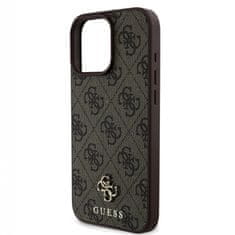 Guess Zadní kryt PU 4G Small Metal Logo MagSafe pro iPhone 16 Pro Brown