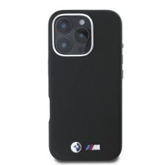 Bmw Zadní kryt M PU Kevlar Metal Logo pro iPhone 16 Pro Max Black