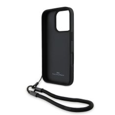 Bmw Zadní kryt Leather Signature and Strap pro iPhone 16 Pro Black