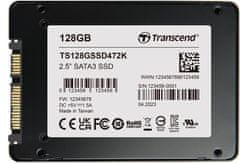 Transcend SSD472K 128GB Industrial (3K P/E) SSD disk 2.5" SATA3, 3D TLC, BiCS5, 560MB/s R, 520 MB/s W, černý