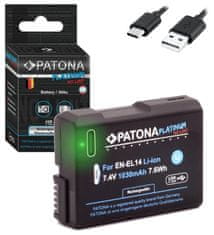 PATONA baterie pro foto Nikon EN-EL14/EN-EL14A 1030mAh Li-Ion Platinum USB-C nabíjení