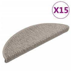 Vidaxl Samolepící nášlapy na schody vzhled sisal 15 ks 56x17x3cm taupe