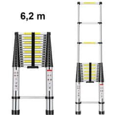 MXM Teleskopický žebřík - 6,2m, hliníkový