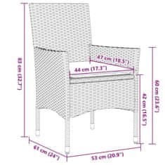 Vidaxl 3dílný zahradní jídelní set s poduškami hnědý polyratan a sklo