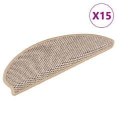 Vidaxl Samolepící nášlapy na schody vzhled sisal 15 ks 65x21x4 cm