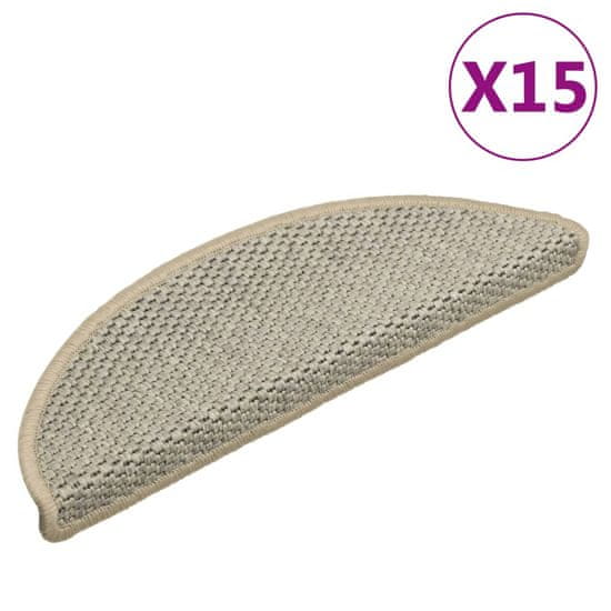 Vidaxl Samolepicí nášlapy na schody vzhled sisal 15 ks 56x17x3 cm šedé