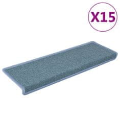 Vidaxl Kobercové nášlapy na schody 15 ks 65x21x4 cm modré