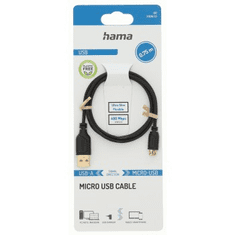 Hama micro USB 2.0 kabel Flexi-Slim 0,75 m, černý