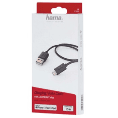 Hama MFI USB nabíjecí/datový kabel pro Apple s Lightning konektorem, 1,5 m, černý