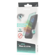 Hama Anti-Bluelight+Antibacterial, 3D ochranné sklo pro Apple iPhone 13/13 Pro