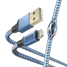 Hama MFi USB kabel Reflective pro Apple, USB-A Lightning 1,5 m, modrý