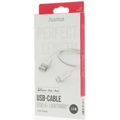 Hama MFi USB kabel pro Apple, USB-A Lightning 1,5 m, bílý