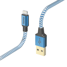 Hama MFi USB kabel Reflective pro Apple, USB-A Lightning 1,5 m, modrý