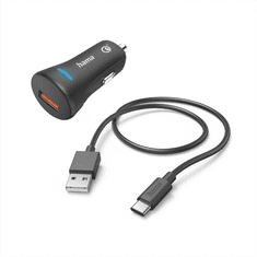 Hama set: rychlá USB nabíječka do vozidla QC 3.0 19,5 W + kabel USB A-C 1,5 m