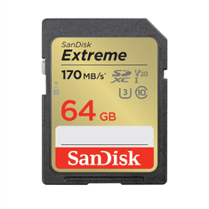 SanDisk Extreme 64GB SDXC Memory Card 170MB/s and 80MB/s, UHS-I, Class 10, U3, V30