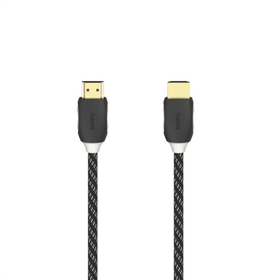 Hama HDMI kabel 4K, 1,5 m, pozlacený, opletený, blistr/displej