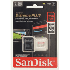 SanDisk Extreme PLUS microSDXC 256GB + SD Adapter 200MB/s and 140MB/s A2 C10 V30 UHS-I U3