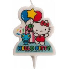 Dekora Svíčka na dort Hello Kitty 7cm s myškou a balónky -