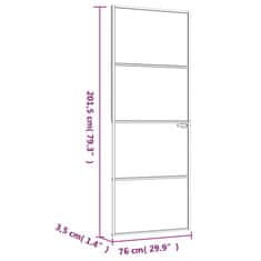 Vidaxl Interiérové dveře bílé 76x201,5 cm tvrzené sklo a hliník úzké