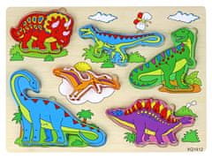 Lean-toys Dřevěné 3D Puzzle Pro Děti Logická Hra Skládačka Dinosauři 11 El.