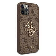 Guess GUHCP12M4GMGBR hard silikonové pouzdro iPhone 12/12 Pro 6,1" brown 4G kovové logo