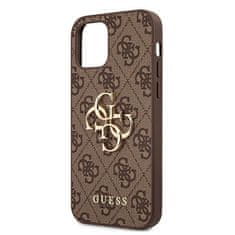 Guess GUHCP12M4GMGBR hard silikonové pouzdro iPhone 12/12 Pro 6,1" brown 4G kovové logo