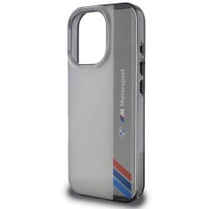 Bmw silikonový obal na iPhone 16 PRO MAX 6.9" Motosport IML Vertical Stripe Šedý