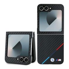 Bmw Hard silikonové pouzdro na Samsung Galaxy Z Flip 6 BMW Carbon Tricolor Černé