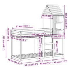 Vidaxl Patrová postel se střechou bílá 90x190 cm masivní borové dřevo